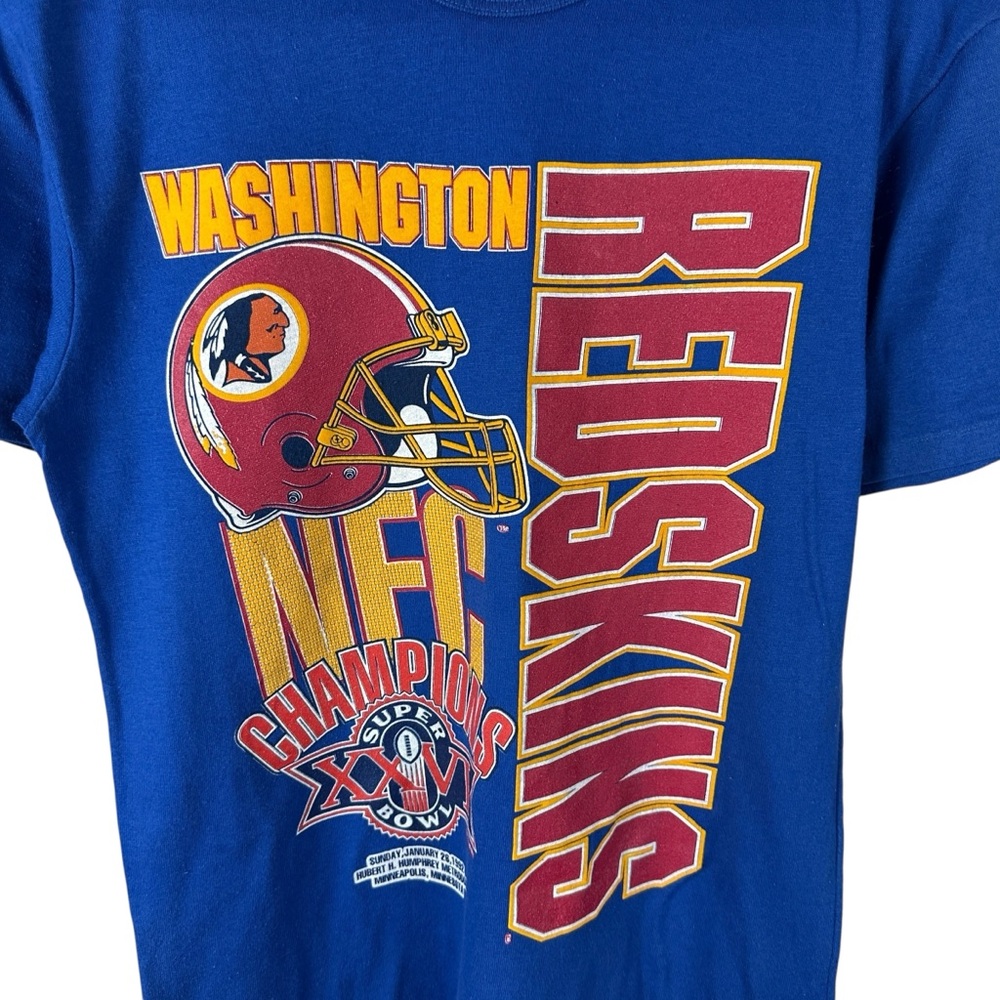 Vintage 1992 Washington Redskins Super Bowl NFL Football Blue Shirt Size M - Picture 2 of 9